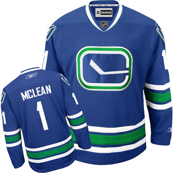 Men's Reebok Vancouver Canucks 1 Kirk Mclean Premier Royal Blue Third NHL Jersey