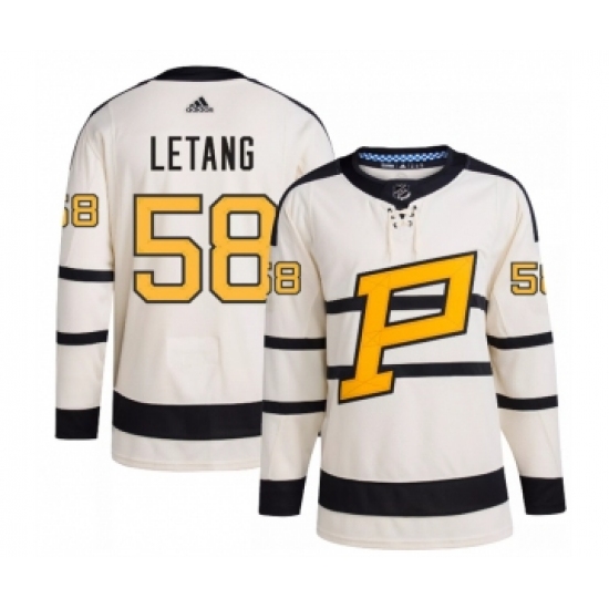 Men's Pittsburgh Penguins 58 Kris Letang Cream 2023 Winter Classic Stitched Jersey