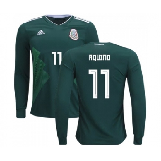 Mexico 11 Aquino Home Long Sleeves Soccer Country Jersey