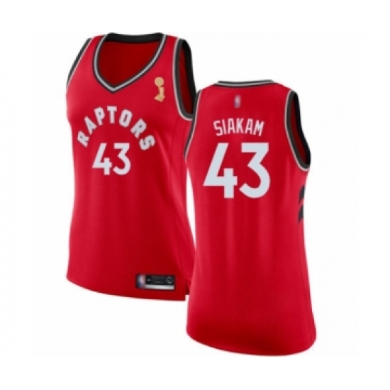 Women's Toronto Raptors 43 Pascal Siakam Swingman Red 2019 Basketball Finals Champions Jersey - Icon Edition