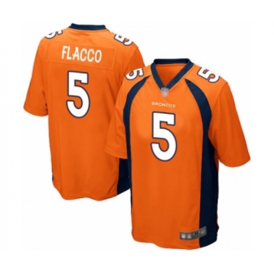 Men's Denver Broncos 5 Joe Flacco Game Orange Team Color Football Jersey