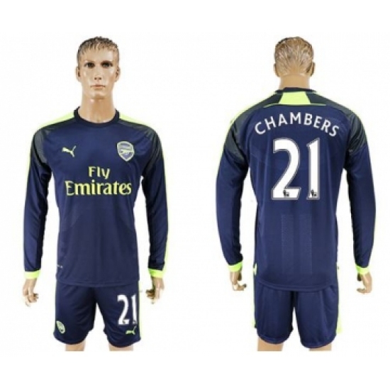 Arsenal 21 Chambers Sec Away Long Sleeves Soccer Club Jersey