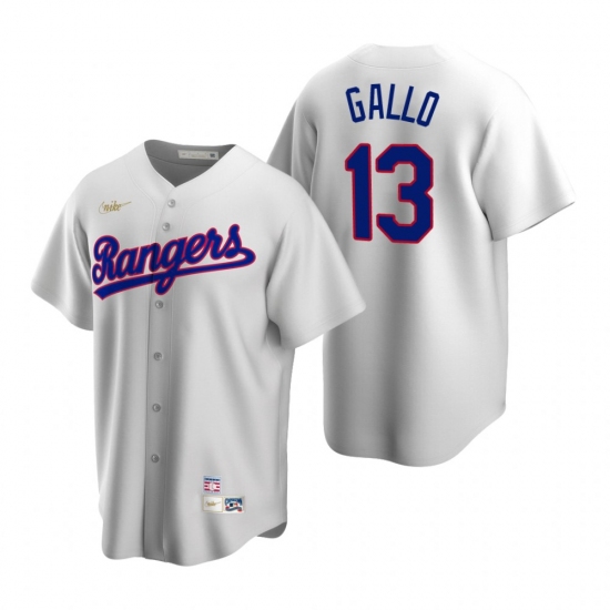 Men's Nike Texas Rangers 13 Joey Gallo White Cooperstown Collection Home Stitched Baseball Jersey