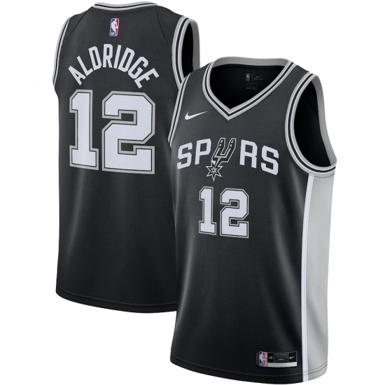 Men's San Antonio Spurs 12 LaMarcus Aldridge Nike Black 2020-21 Swingman Jersey