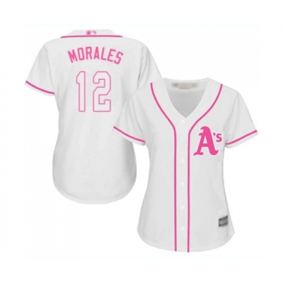 Women's Oakland Athletics 12 Kendrys Morales Replica White Fashion Cool Base Baseball Jersey