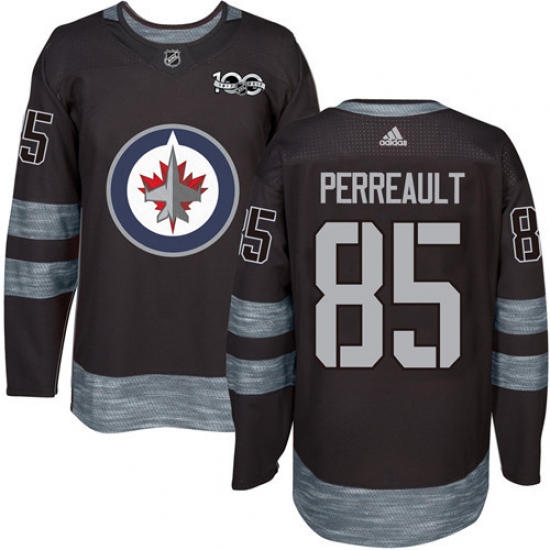 Men's Adidas Winnipeg Jets 85 Mathieu Perreault Premier Black 1917-2017 100th Anniversary NHL Jersey