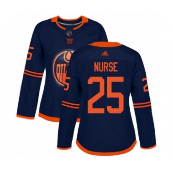 Women's Edmonton Oilers 25 Darnell Nurse Authentic Navy Blue Alternate Hockey Jersey