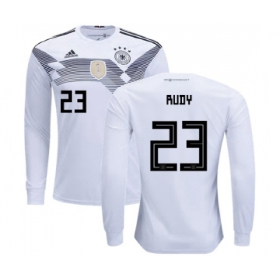 Germany 23 Rudy White Home Long Sleeves Soccer Country Jersey