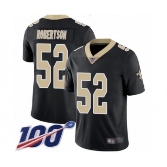 Men's New Orleans Saints 52 Craig Robertson Black Team Color Vapor Untouchable Limited Player 100th Season Football Jersey