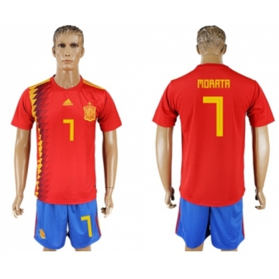 Spain 7 Morata Home Soccer Country Jersey