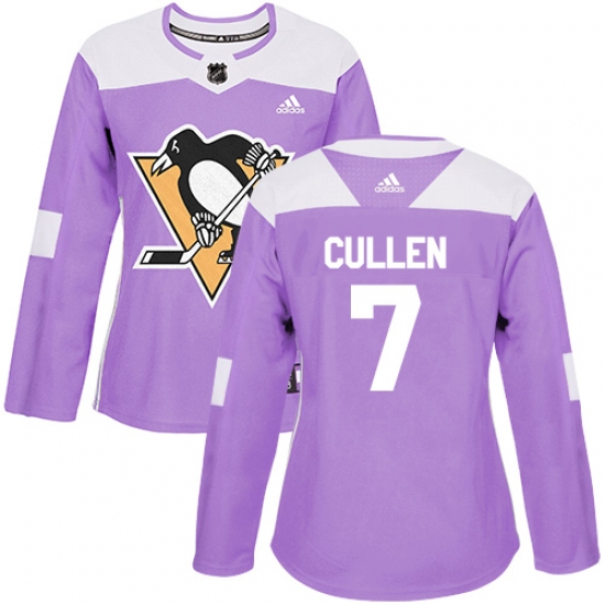 Women's Adidas Pittsburgh Penguins 7 Matt Cullen Authentic Purple Fights Cancer Practice NHL Jersey