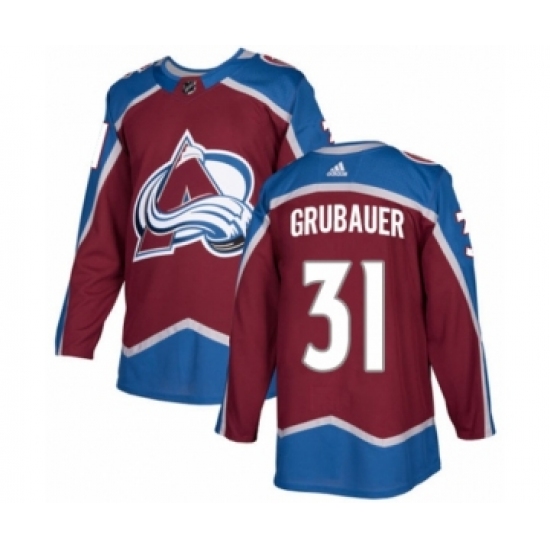 Men's Adidas Colorado Avalanche 31 Philipp Grubauer Premier Burgundy Red Home NHL Jersey