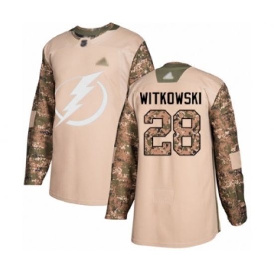 Men's Tampa Bay Lightning 28 Luke Witkowski Authentic Camo Veterans Day Practice Hockey Jersey