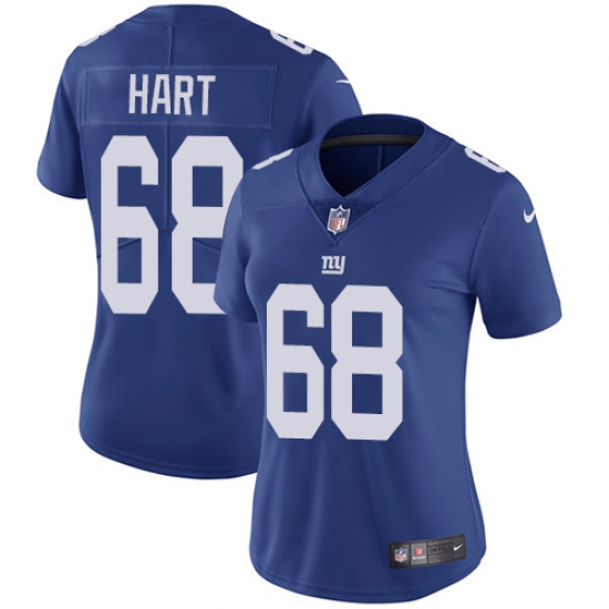 Women's Nike New York Giants 68 Bobby Hart Royal Blue Team Color Vapor Untouchable Limited Player NFL Jersey