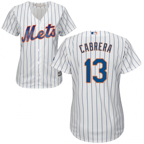 Women's Majestic New York Mets 13 Asdrubal Cabrera Replica White Home Cool Base MLB Jersey