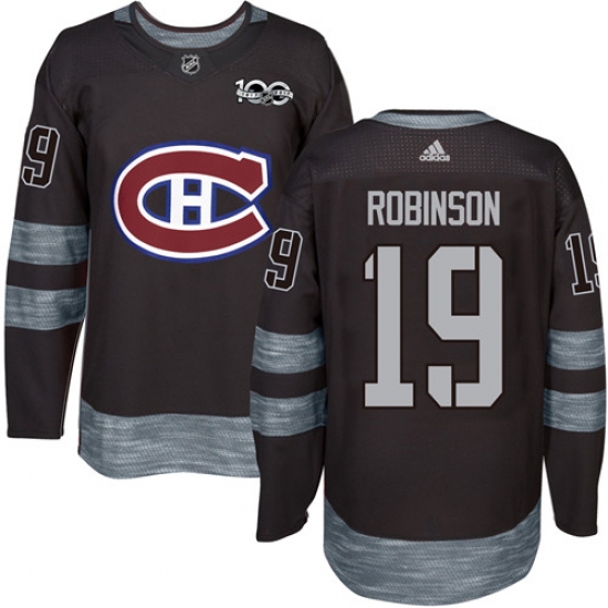 Men's Adidas Montreal Canadiens 19 Larry Robinson Premier Black 1917-2017 100th Anniversary NHL Jersey