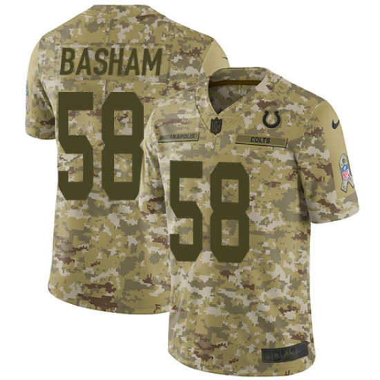 Men's Nike Indianapolis Colts 58 Tarell Basham Limited Camo 2018 Salute to Service NFL Jersey