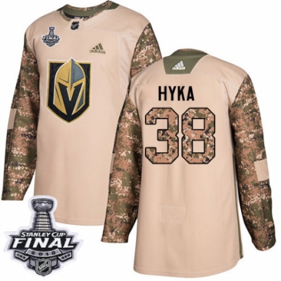 Men's Adidas Vegas Golden Knights 38 Tomas Hyka Authentic Camo Veterans Day Practice 2018 Stanley Cup Final NHL Jersey