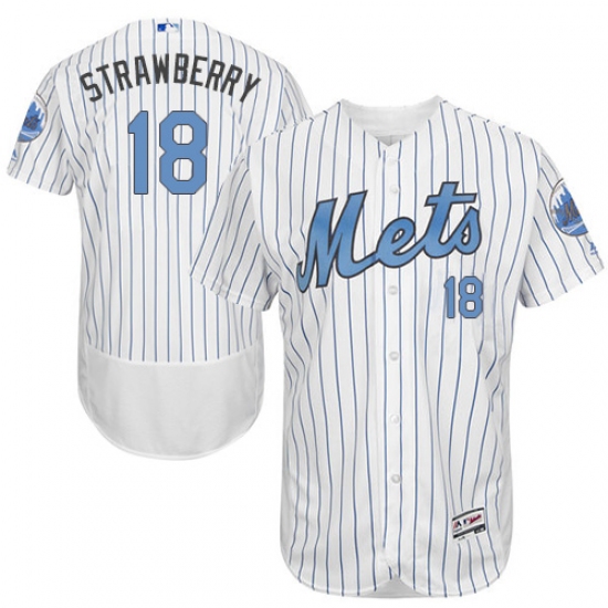 Men's Majestic New York Mets 18 Darryl Strawberry Authentic White 2016 Father's Day Fashion Flex Base MLB Jersey