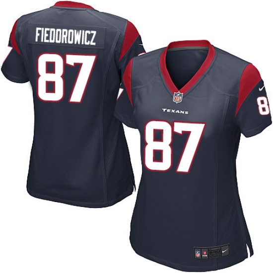 Women's Nike Houston Texans 87 C.J. Fiedorowicz Game Navy Blue Team Color NFL Jersey