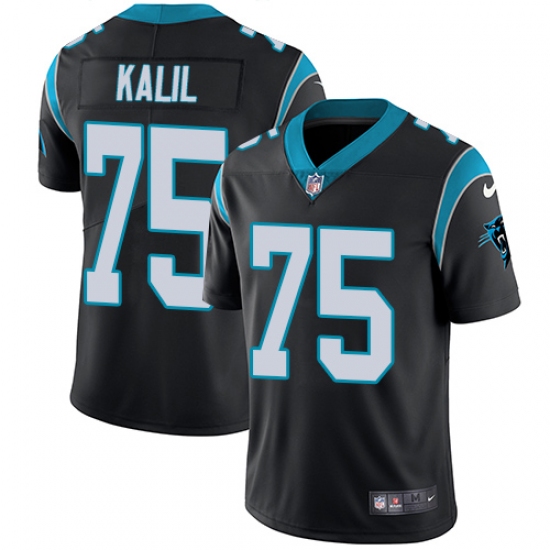 Youth Nike Carolina Panthers 75 Matt Kalil Black Team Color Vapor Untouchable Limited Player NFL Jersey