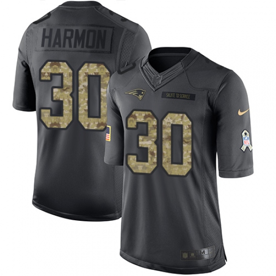 Youth Nike New England Patriots 30 Duron Harmon Limited Black 2016 Salute to Service NFL Jersey