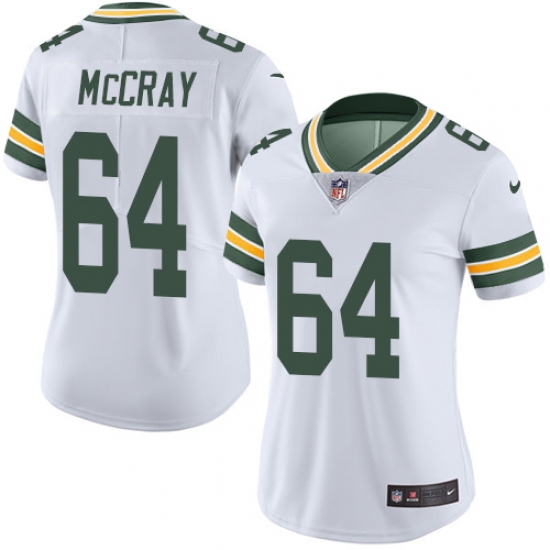 Women's Nike Green Bay Packers 64 Justin McCray White Vapor Untouchable Limited Player NFL Jersey