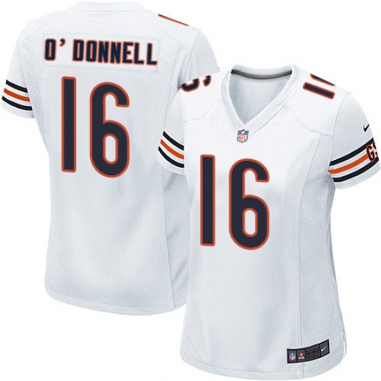 Women's Nike Chicago Bears 16 Pat O'Donnell Game White NFL Jersey