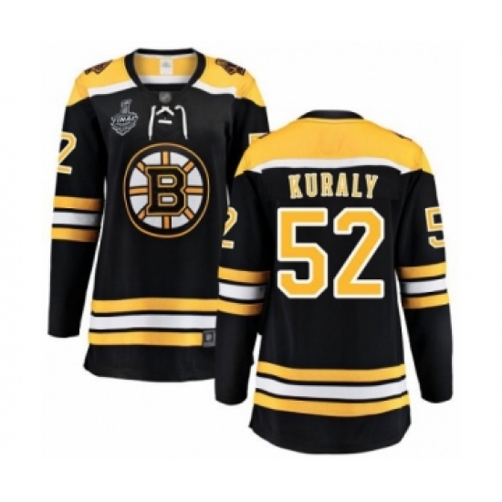 Women's Boston Bruins 52 Sean Kuraly Authentic Black Home Fanatics Branded Breakaway 2019 Stanley Cup Final Bound Hockey Jersey