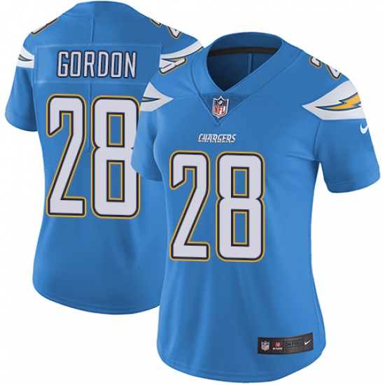 Women's Nike Los Angeles Chargers 28 Melvin Gordon Electric Blue Alternate Vapor Untouchable Limited Player NFL Jersey