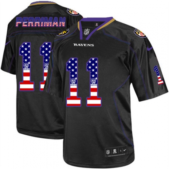 Men's Nike Baltimore Ravens 11 Breshad Perriman Elite Black USA Flag Fashion NFL Jersey