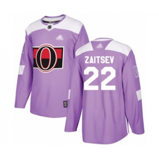 Men's Ottawa Senators 22 Nikita Zaitsev Authentic Purple Fights Cancer Practice Hockey Jersey