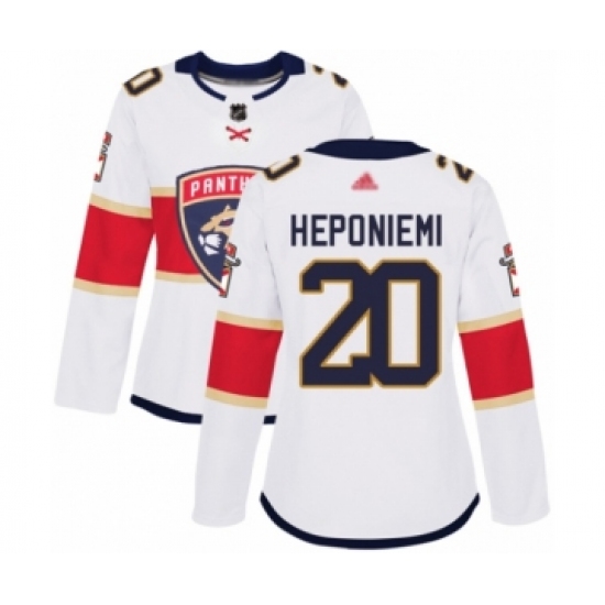 Women's Florida Panthers 20 Aleksi Heponiemi Authentic White Away Hockey Jersey