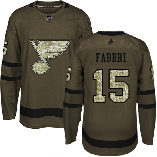 Men's Adidas St. Louis Blues 15 Robby Fabbri Authentic Green Salute to Service NHL Jersey