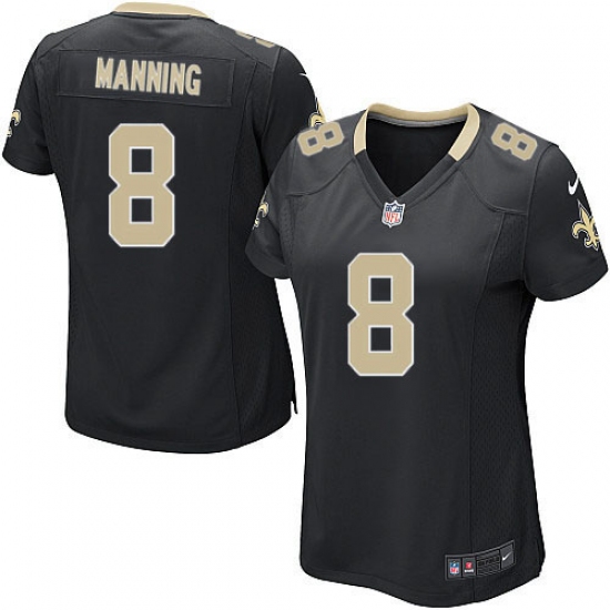 Women's Nike New Orleans Saints 8 Archie Manning Game Black Team Color NFL Jersey