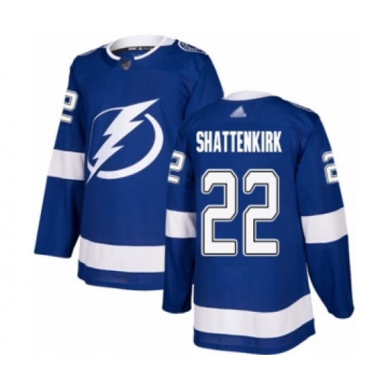 Men's Tampa Bay Lightning 22 Kevin Shattenkirk Authentic Royal Blue Home Hockey Jersey