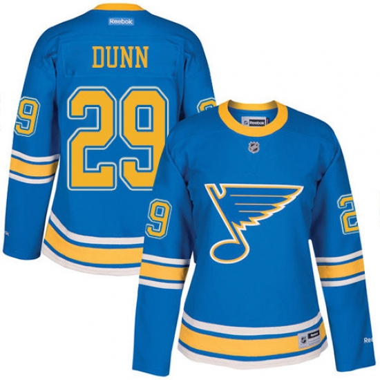 Women's Reebok St. Louis Blues 29 Vince Dunn Premier Blue 2017 Winter Classic NHL Jersey