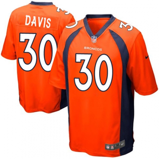 Men's Nike Denver Broncos 30 Terrell Davis Game Orange Team Color NFL Jersey