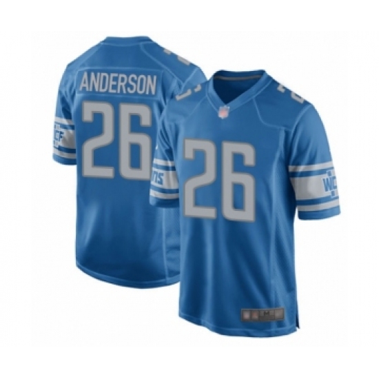 Men's Detroit Lions 26 C.J. Anderson Game Blue Team Color Football Jersey