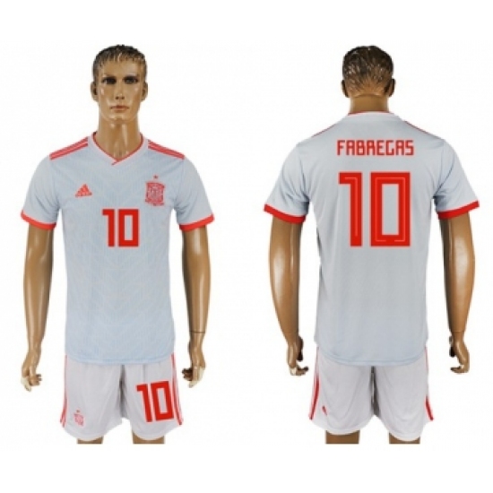 Spain 10 Fabregas Away Soccer Country Jersey