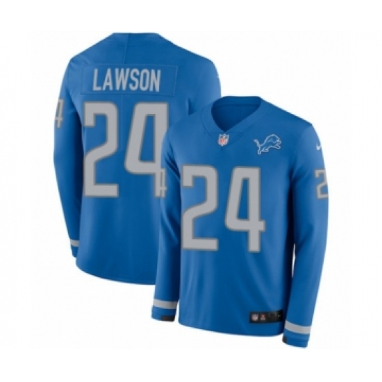 Men's Nike Detroit Lions 24 Nevin Lawson Limited Blue Therma Long Sleeve NFL Jersey