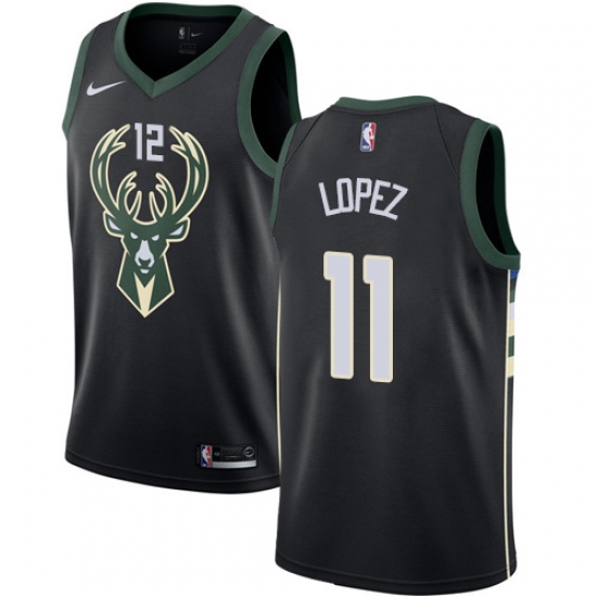 Men's Nike Milwaukee Bucks 11 Brook Lopez Swingman Black NBA Jersey - Statement Edition