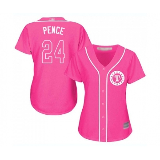 Women's Texas Rangers 24 Hunter Pence Replica Pink Fashion Cool Base Baseball Jersey