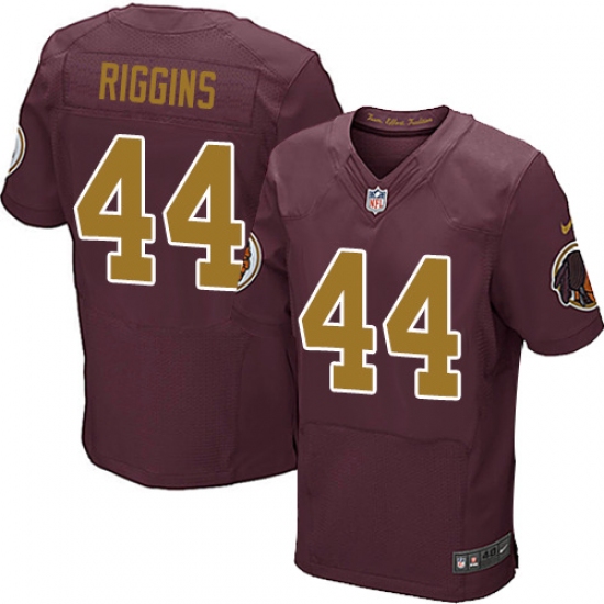 Men's Nike Washington Redskins 44 John Riggins Elite Burgundy Red/Gold Number Alternate 80TH Anniversary NFL Jersey