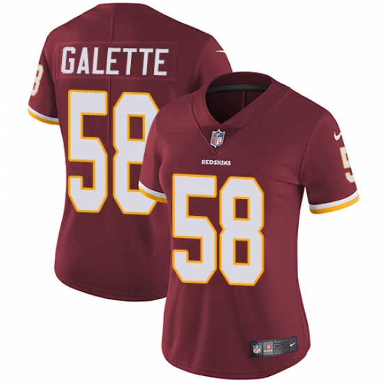 Women's Nike Washington Redskins 58 Junior Galette Elite Burgundy Red Team Color NFL Jersey