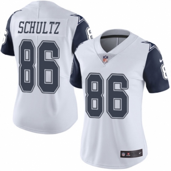 Women's Nike Dallas Cowboys 86 Dalton Schultz Limited White Rush Vapor Untouchable NFL Jersey