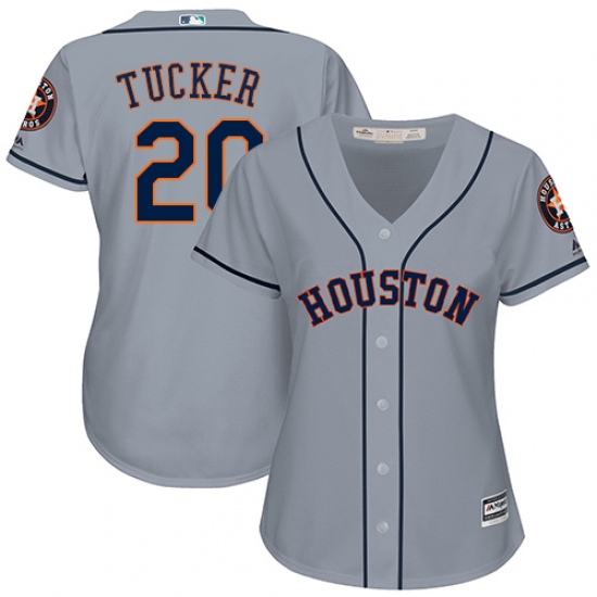 Women's Majestic Houston Astros 20 Preston Tucker Authentic Grey Road Cool Base MLB Jersey