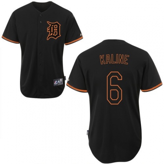 Men's Majestic Detroit Tigers 6 Al Kaline Authentic Black Fashion MLB Jersey