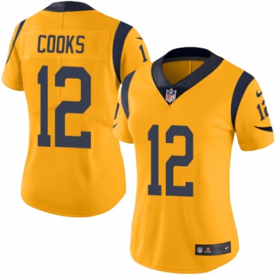 Women's Nike Los Angeles Rams 12 Brandin Cooks Limited Gold Rush Vapor Untouchable NFL Jersey