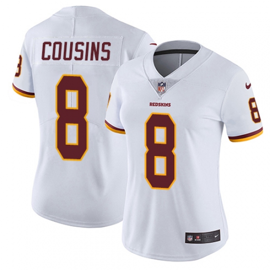 Women's Nike Washington Redskins 8 Kirk Cousins Elite White NFL Jersey